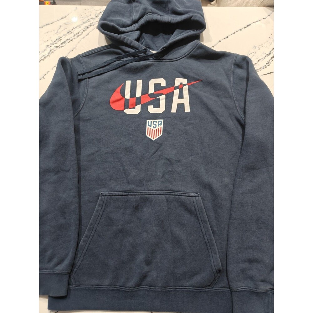 Nike Team USA Soccer Hoodie Small Navy Blue Fleece Pullover Futbol